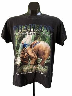 VTG Thailand Elephant Graphic JoliGolf Black Tee